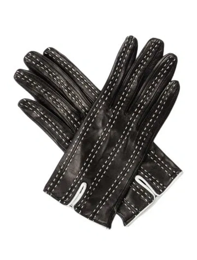 Pre-owned Sermoneta Gloves Women's Leather Gloves In Black