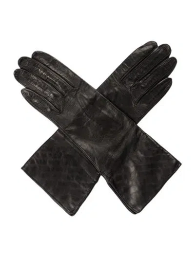 Pre-owned Sermoneta Gloves Women's Leather Gloves In Black