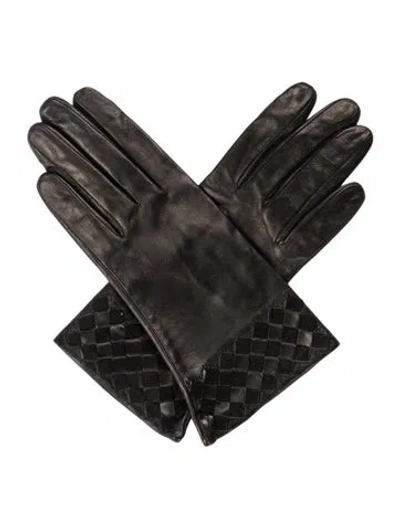 Pre-owned Sermoneta Gloves Women's Leather Gloves In Black