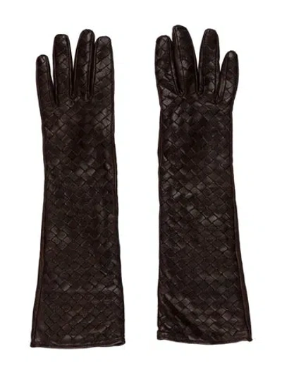 Pre-owned Sermoneta Gloves Woven Leather In Brown