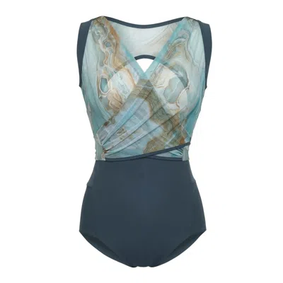 Serotone Swim Women's Blue The Infinity One Piece - Sea Marble In Brown