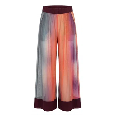 Serotone Swim Women's Orange Swim Cover Up Mesh Palazzo Pant - Sunset In Multi