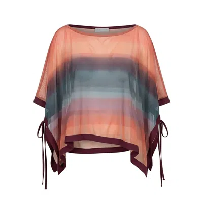 Serotone Swim Women's Orange Swim Cover Up Mesh Rectangle Top - Sunset In Multi