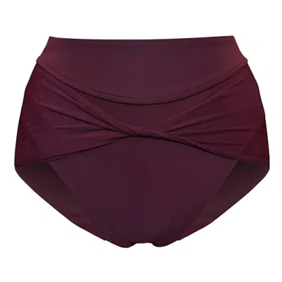 Serotone Swim Women's Red High Cut Twist Bottoms - Bordo