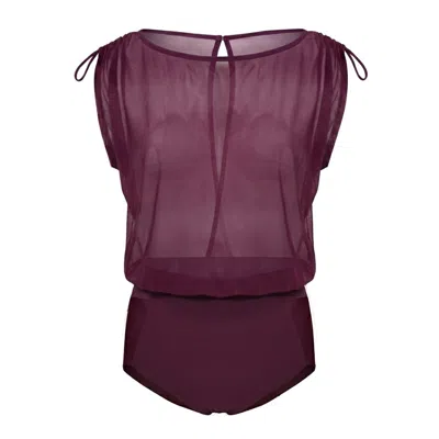 Serotone Swim Women's Red Mesh Top One Piece - Bordo