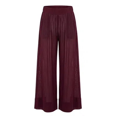 Serotone Swim Women's Red Swim Cover Up Mesh Palazzo Pant - Bordo In Brown