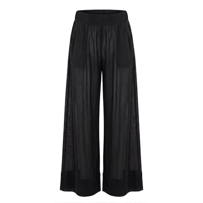 Serotone Swim Women's Swim Cover Up Mesh Palazzo Pant - Black