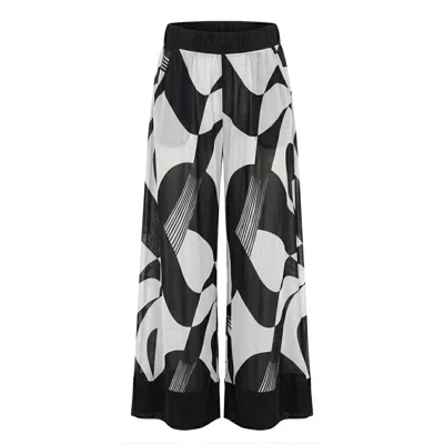 Serotone Swim Women's Swim Cover Up Mesh Palazzo Pant - Black Geo In Multi