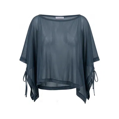 Serotone Swim Women's Swim Cover Up Mesh Rectangle Top - Blue Stone