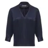 Serotoninn Women's V-neck Top In Navy Blue