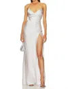 Ser.o.ya Amina Silk Maxi Dress In Silver In Silver