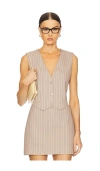 Ser.o.ya Angelina Vest Top In Oak & Eggshell Pinstripe
