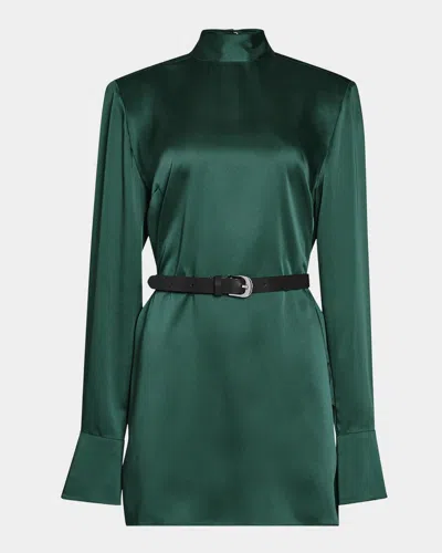 Ser.o.ya Angrea Satin High-neck Mini Dress In Green