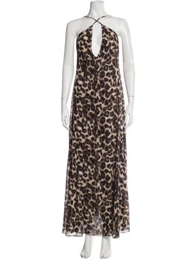 Pre-owned Ser.o.ya Animal Print Long Dress In Brown