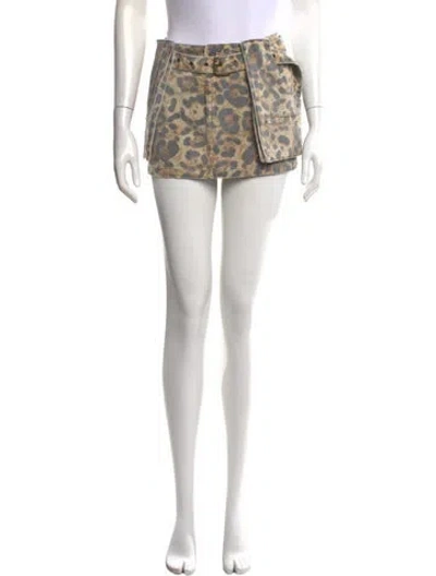 Pre-owned Ser.o.ya Animal Print Mini Skirt In Brown