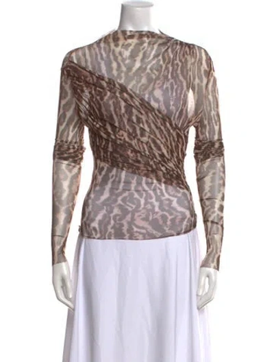 Pre-owned Ser.o.ya Animal Print Mock Neck Top In Multicolor
