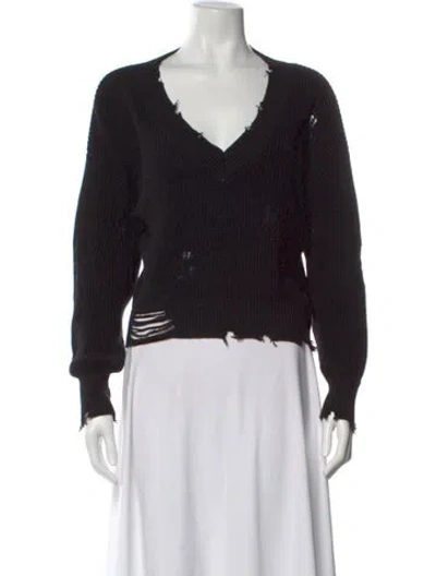 Pre-owned Ser.o.ya Animal Print V-neck Sweater In Black