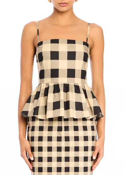 Ser.o.ya Ara Linen Top In Bold Gingham In Neutral