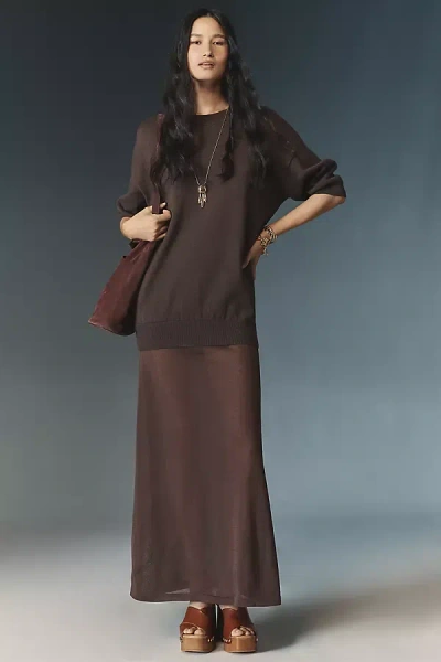 Ser.o.ya Arwen Short-sleeve Twofer Maxi Dress In Brown
