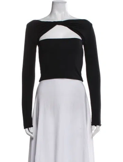 Pre-owned Ser.o.ya Asymmetrical Long Sleeve Crop Top In Black