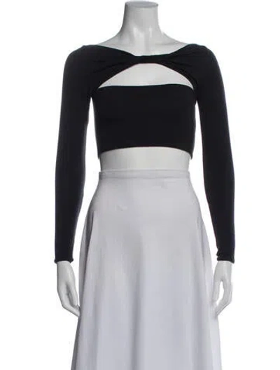 Pre-owned Ser.o.ya Asymmetrical Long Sleeve Crop Top In Blue