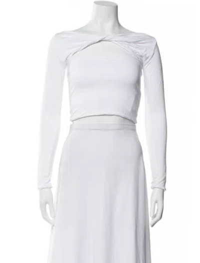 Pre-owned Ser.o.ya Asymmetrical Long Sleeve Crop Top In White