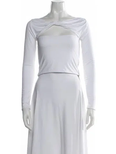 Pre-owned Ser.o.ya Asymmetrical Long Sleeve Top In White