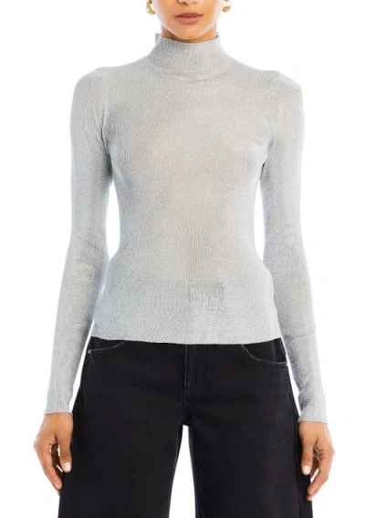 Ser.o.ya Avery Metallic Knit Top In Silver