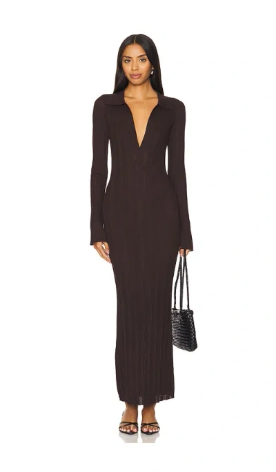 Ser.o.ya Azula Rib Knit Maxi Dress In Brown