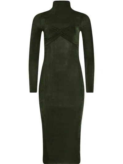 Ser.o.ya Bailey Semi-sheer Midi Dress In Forest Green