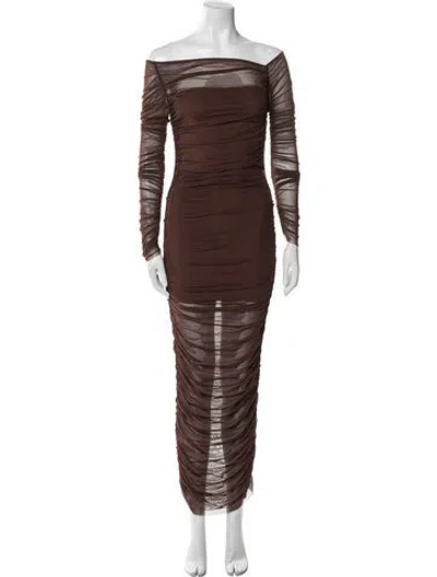 Pre-owned Ser.o.ya Bateau Neckline Long Dress In Brown