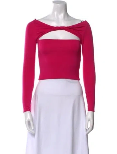 Pre-owned Ser.o.ya Bateau Neckline Long Sleeve Crop Top In Pink