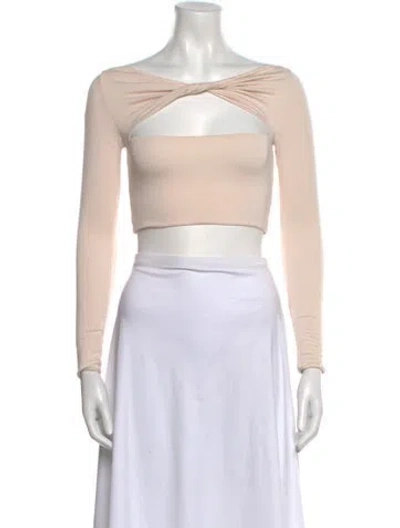 Pre-owned Ser.o.ya Bateau Neckline Long Sleeve Crop Top In Pink