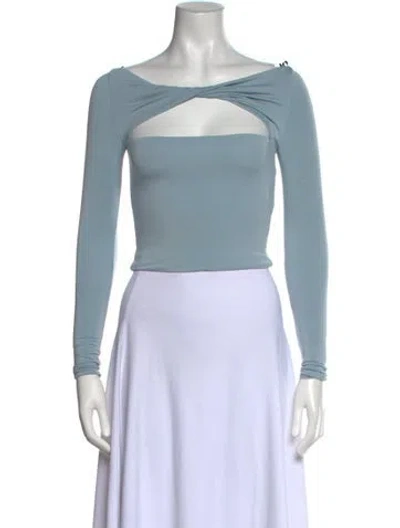 Pre-owned Ser.o.ya Bateau Neckline Long Sleeve Crop Top W/ Tags In Blue