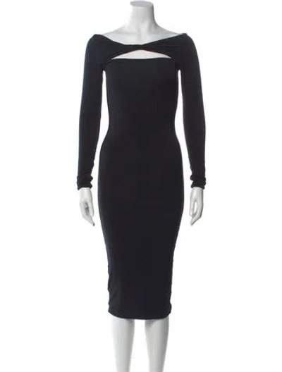 Pre-owned Ser.o.ya Bateau Neckline Midi Length Dress In Black