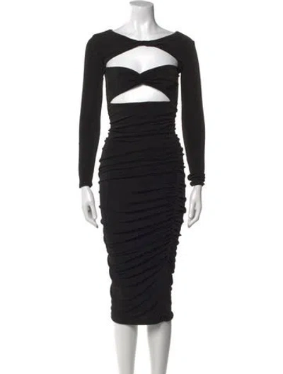 Pre-owned Ser.o.ya Bateau Neckline Midi Length Dress In Black