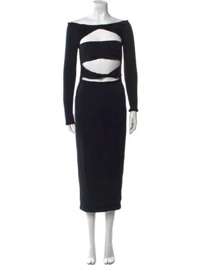 Pre-owned Ser.o.ya Bateau Neckline Midi Length Dress In Black