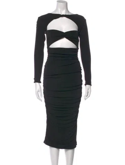 Pre-owned Ser.o.ya Bateau Neckline Midi Length Dress In Black