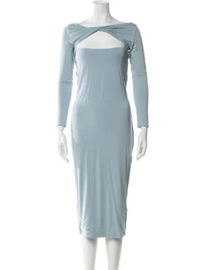 Pre-owned Ser.o.ya Bateau Neckline Midi Length Dress In Blue