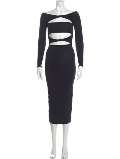 Pre-owned Ser.o.ya Bateau Neckline Midi Length Dress In Blue