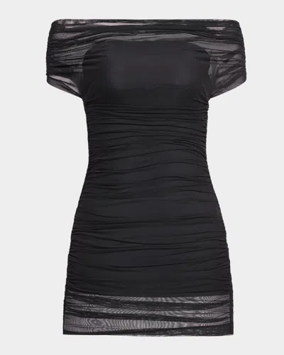 SER.O.YA BELLA RUCHED MESH MINI DRESS