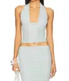 Ser.o.ya Bimini Mesh Halter Top In Frosted Sea In Gray