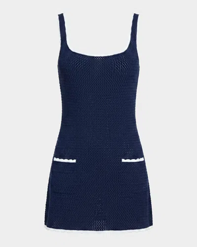 Ser.o.ya Brianna Crochet Mini Dress In Blue