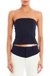 Ser.o.ya Bridgette Bustier Stripe Top In Navy Pinstripe In Blue