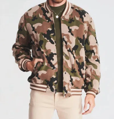 Ser.o.ya Bryan Knit Bomber Jacket In Camo In Green