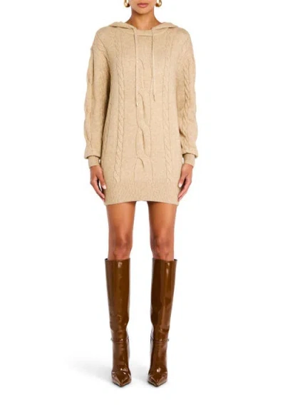 Ser.o.ya Cab Cable Knit Hoodie Dress In Tan