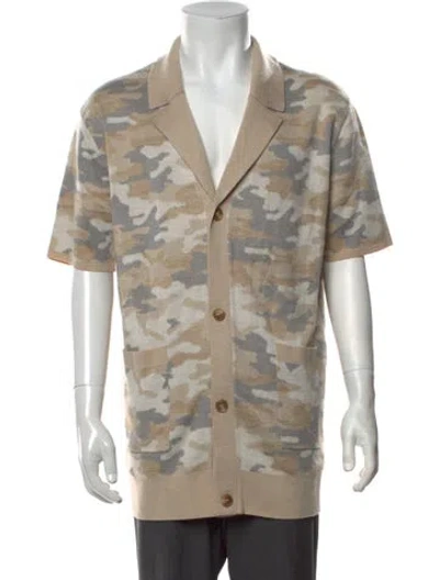 Pre-owned Ser.o.ya Camouflage Print Collar Cardigan In Neutrals