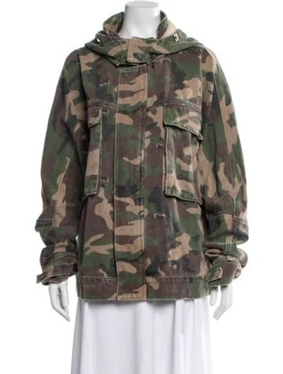 Pre-owned Ser.o.ya Camouflage Print Utility Jacket In Green