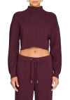 Ser.o.ya Carmen Mid Cropped Sweater In Merlot