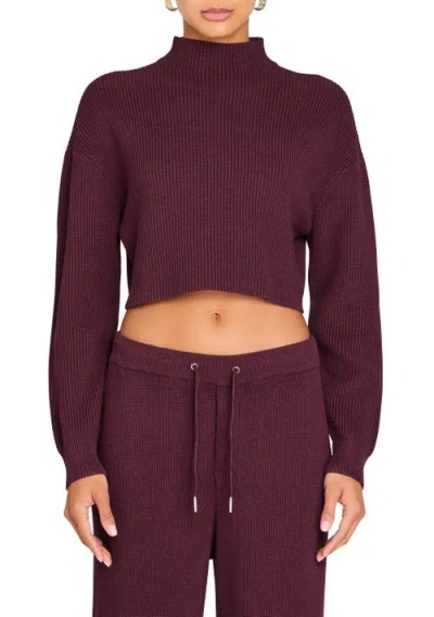 Ser.o.ya Carmen Mid Cropped Sweater In Merlot